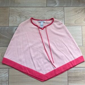 Pink Cape 100% Cashmere Poncho Sweater Fits Petite Fairy Preppy Contrast Whimsy